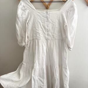 Sunland 17 white cotton tiered midi dress cottage core small